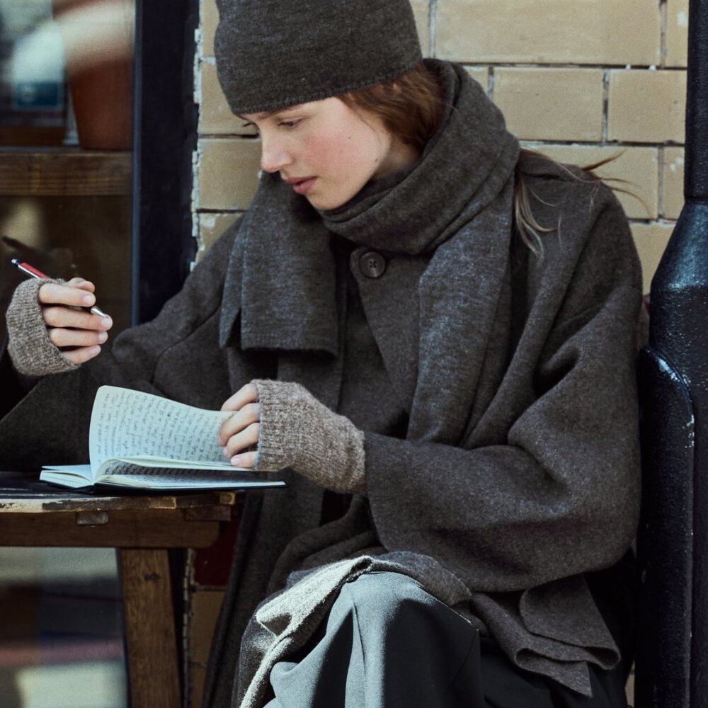 ZARA CROP KNIT COAT WITH ASYMMETRICAL SCARF